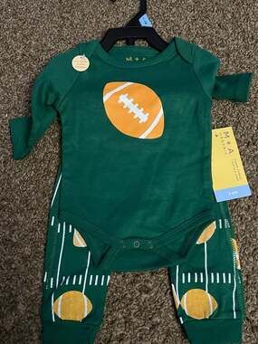 Monica + Andy M+A Organic Baby Football Bodysuit and Pants Set 3-6M